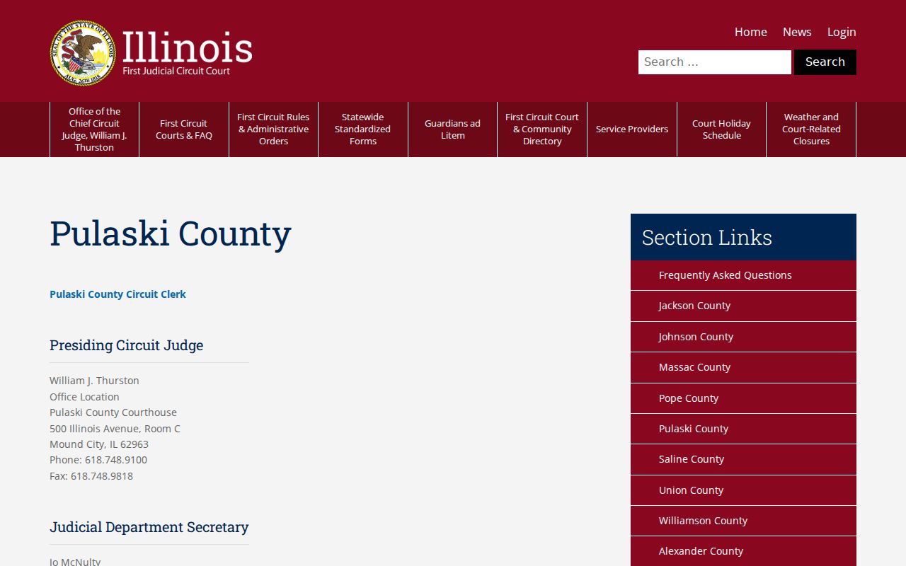 Pulaski County criminal court First Judicial Circuit directory