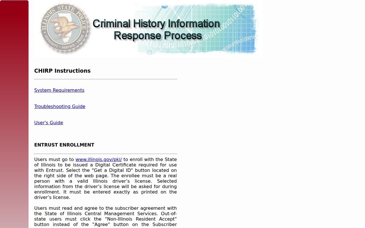 Pulaski County criminal history CHIRP login portal