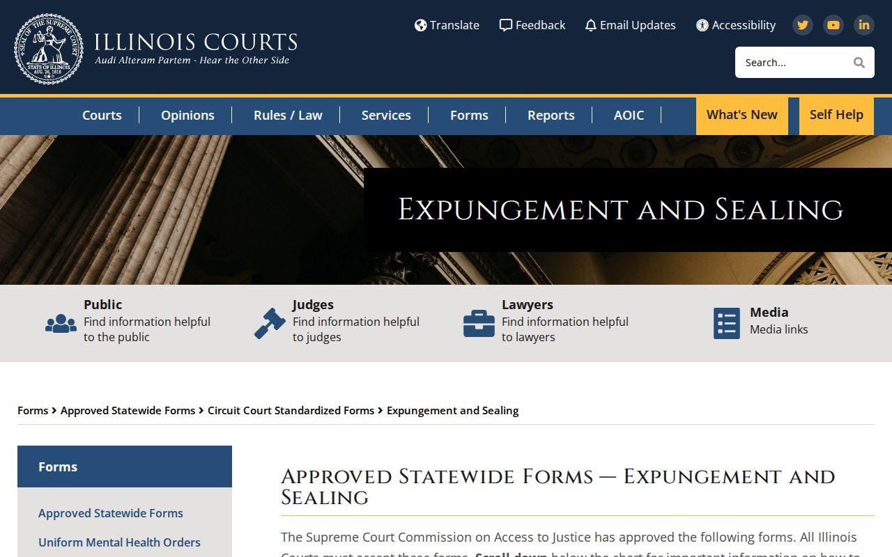 Pulaski County criminal history expungement and sealing forms