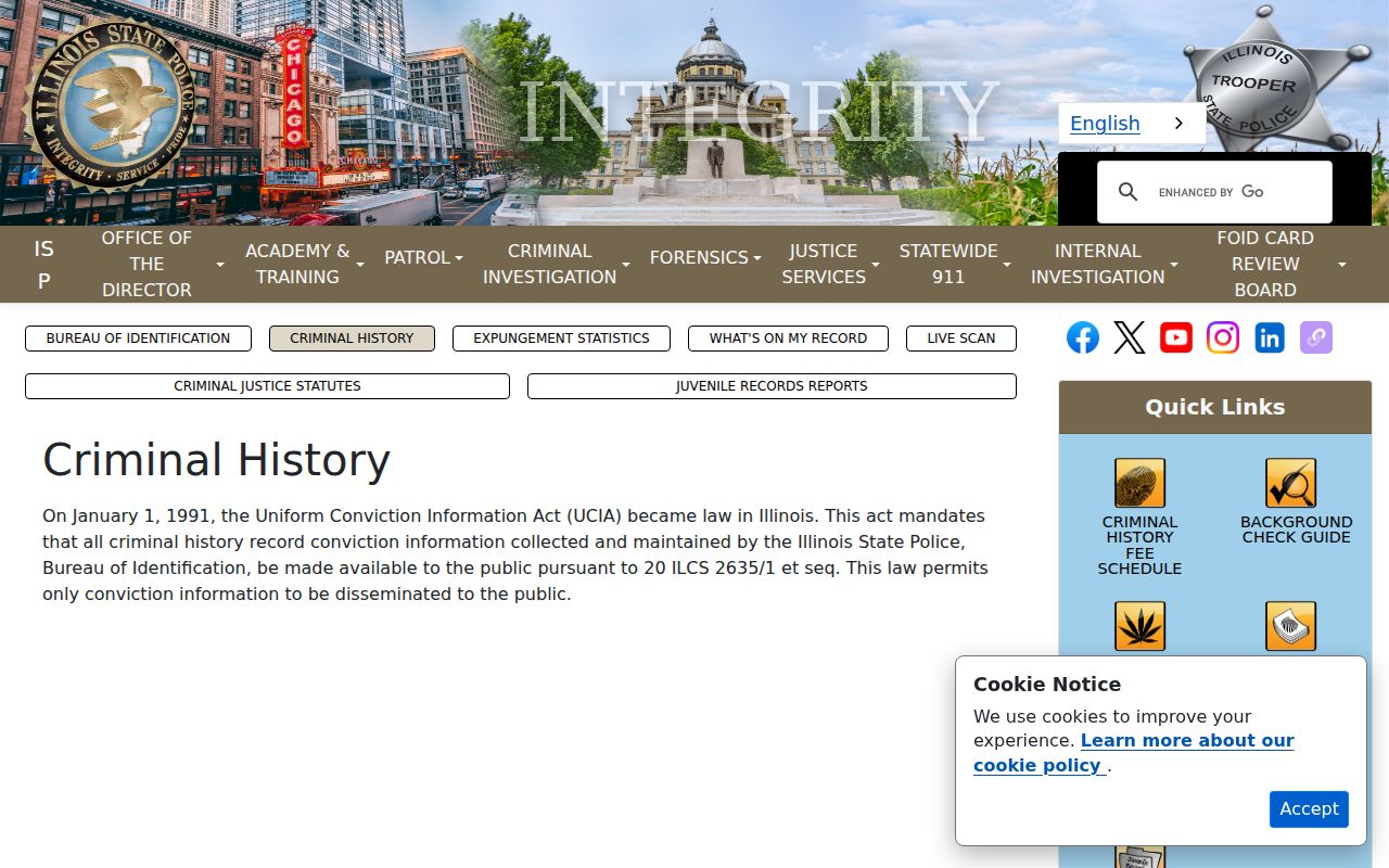 Pulaski County criminal history Illinois State Police options