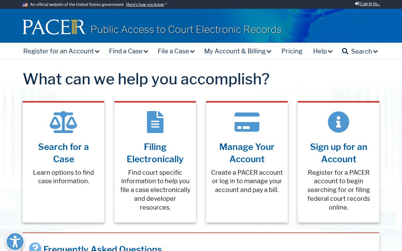Pulaski County criminal history PACER federal court access